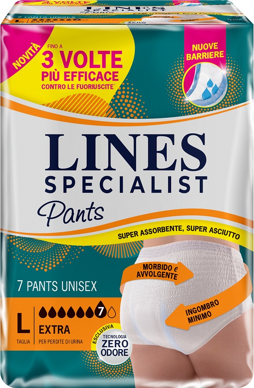 PANNOLONE PER INCONTINENZA LINES SPECIALIST PANTS EXTRA UNISEX L 7 PEZZI - farmacia187.it