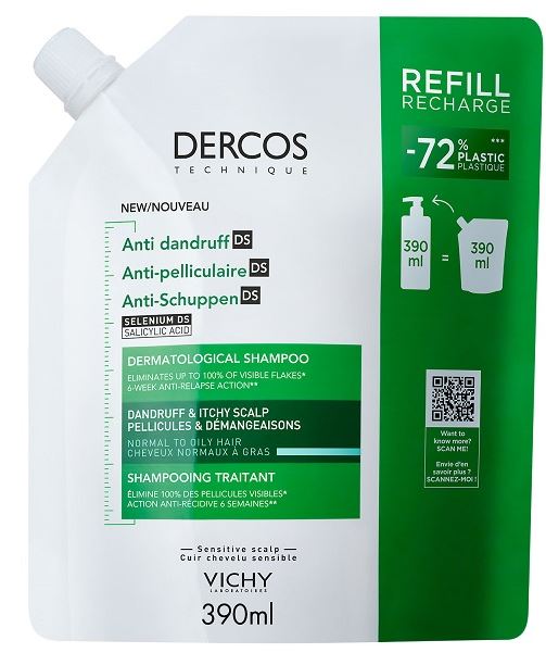 DERCOS TECHNIQUE SHAMPOO ANTIFORFORA DS GRASSI REFILL 390 ML - farmacia187.it
