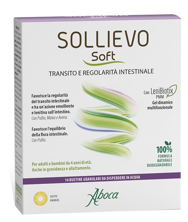 SOLLIEVO SOFT 14 BUSTINE GRANULARI DA 3,8 G SENZA GLUTINE SENZA LATTOSIO SENZA ZUCCHERI AGGIUNTI - farmacia187.it
