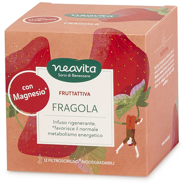 NEAVITA FRUTTATTIVA FRAGOLA E MAGNESIO 12 FILTRI 2,8 G - farmacia187.it