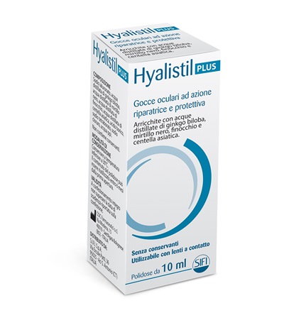 GOCCE OCULARI HYALISTIL PLUS ACIDO IALURONICO 0,4% ACQUA DISTILLATA DI GINKGO BILOBA + MIRTILLO NERO + FINOCCHIO + CENTELLA ASIATICA 10 ML - farmacia187.it