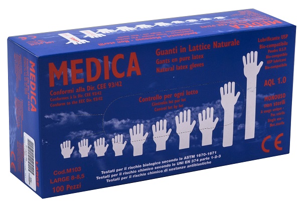 GUANTI LATTICE CON POLVERE LARGE 100 PEZZI GAMMADIS - farmacia187.it