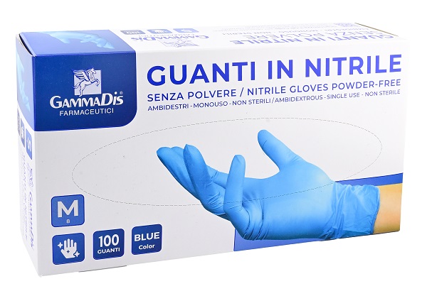 GUANTI NITRILE SENZA POLVERE SMALL 100 PEZZI GAMMADIS - farmacia187.it