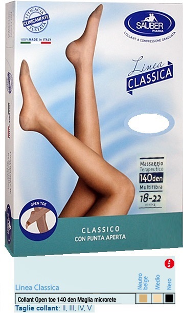 SAUBER COLLANT OPEN TOE MAGLIA MICRORETE 140 DEN COLORE NERO TAGLIA 5 LINEA CLASSICA - farmacia187.it