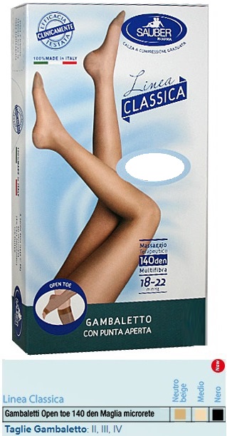SAUBER GAMBALETTO OPEN TOE MAGLIA MICRORETE 140 DEN COLORE NERO TAGLIA 2 LINEA CLASSICA - farmacia187.it