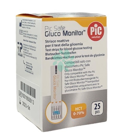 STRISCE MISURAZIONE GLICEMIA PIC GLUCO MONITOR 25 PEZZI - farmacia187.it