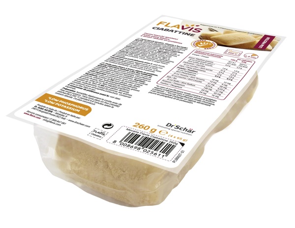 FLAVIS CIABATTINE PANINI BIANCHI APROTEICI 4 PEZZI DA 65 G - farmacia187.it
