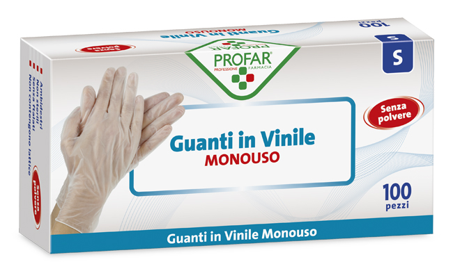PROFAR GUANTO IN VINILE SENZA POLVERE S 100 PEZZI - farmacia187.it