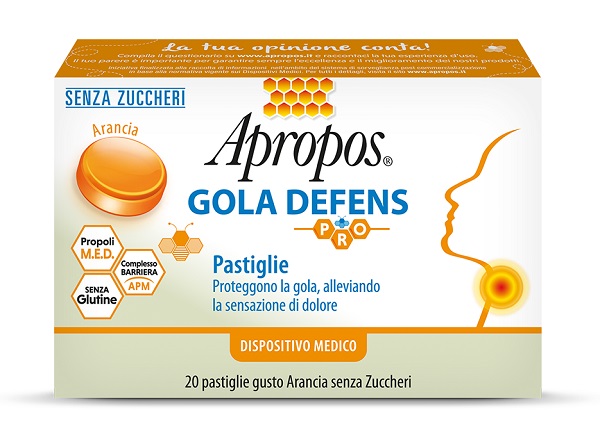 APROPOS GOLA DEFENS PRO 20 PASTIGLIE ARANCIA SENZA ZUCCHERO - farmacia187.it