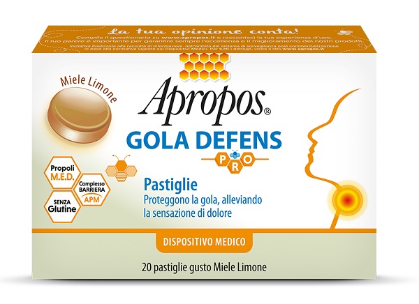 APROPOS GOLA DEFENS PRO 20 PASTIGLIE MIELE LIMONE - farmacia187.it