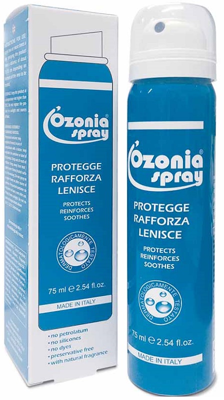 OZONIA SPRAY A BASE DI OLIO OZONIZZATO PER CUTE E MUCOSE ARROSSATE INFIAMMATE DISTROFICHE SENSIBILI 75 ML - farmacia187.it