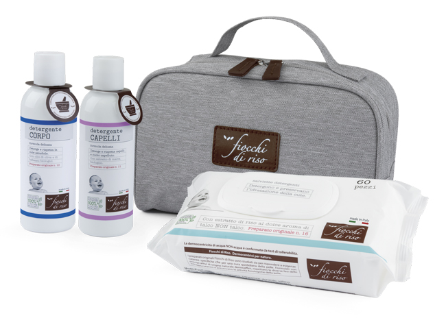 FIOCCHI DI RISO COFANETTO BAGNETTO 1 DETERGENTE CORPO 200 ML + 1 DETERGENTE CAPELLI 200 ML + SALVIETE ACQUA NON ACQUA 60 PEZZI + BEAUTY - farmacia187.it