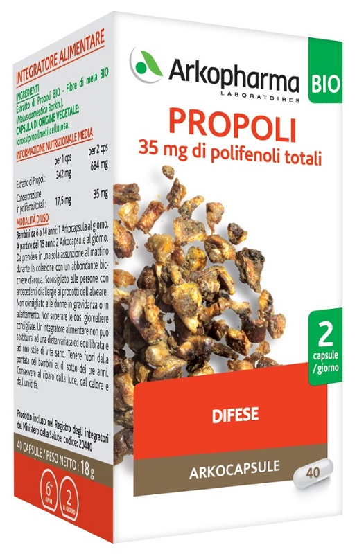 ARKOPHARMA PROPOLI BIO 40 CAPSULE - farmacia187.it