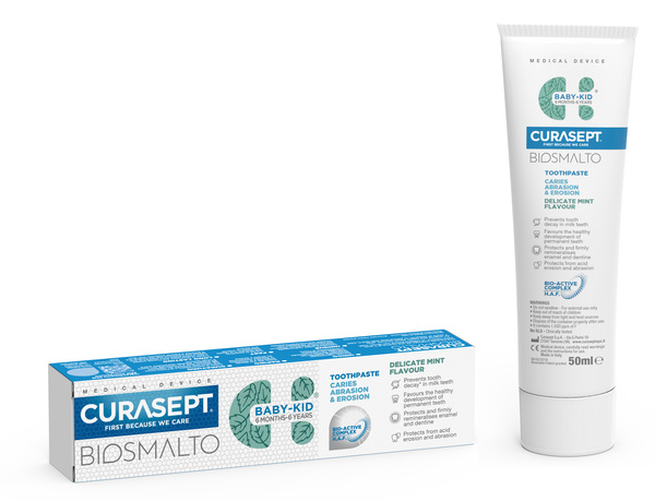 CURASEPT BIOSMALTO DENTIFRICIO BABY KID MENTA CARIE ABRASIONE & EROSIONE 50 ML - farmacia187.it