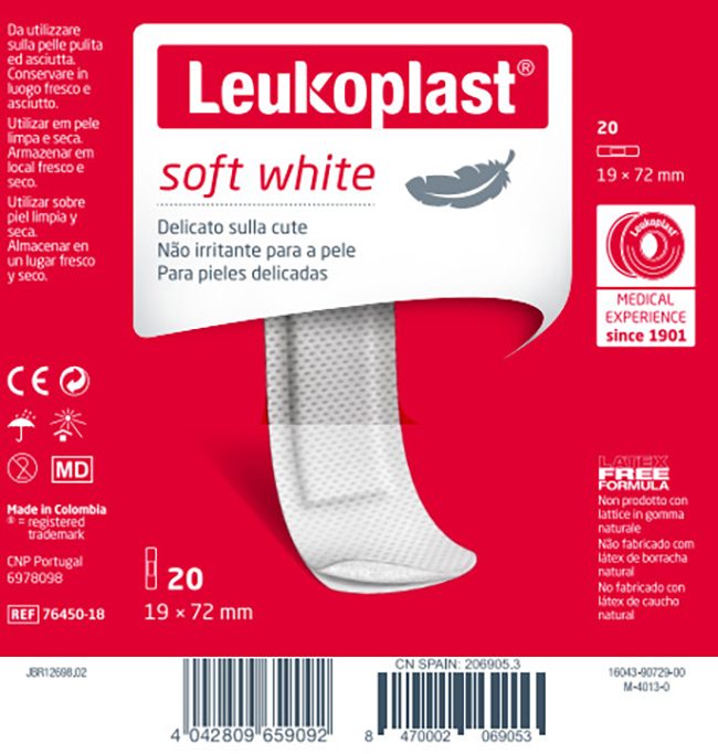 LEUKOPLAST SOFT WHITE 72 X 19 CM 20 PEZZI - farmacia187.it