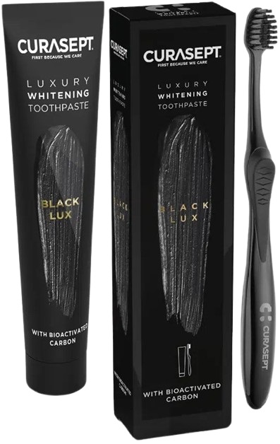 CURASEPT BLACK LUXURY WHITENING DENTIFRICIO 75 ML + SPAZZOLINO - farmacia187.it