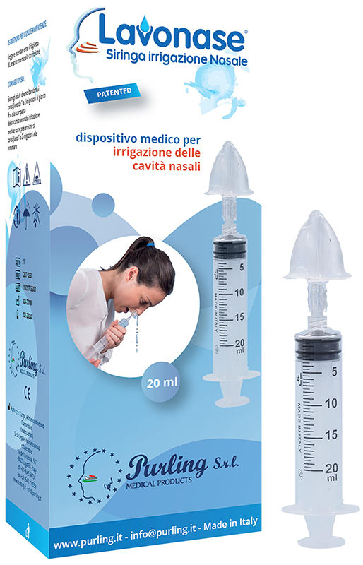 LAVONASE IRRIGAZIONE NASALE NON STERILE SIRINGA 20 ML + LUER-LOCK CON CAPPUCCIO + UGELLO NASALE CON RACCORDO LUER-LOCK + PERFORATORE CON VALVOLA NON RITORNO CON TAPPO - farmacia187.it