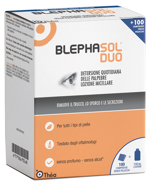BLEPHASOL DUO SOLUZIONE MICELLARE IGIENE PALPEBRALE 100 ML + 100 GARZE - farmacia187.it