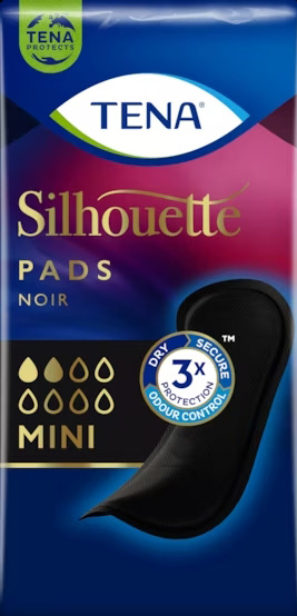 ASSORBENTE NERO INCONTINENZA LEGGERA TENA SILHOUETTE NOIR MINI 18 PEZZI - farmacia187.it