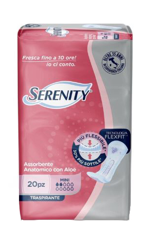SERENITY ASSORBENTE ANATOMICO CON ALOE FLEXIT MINI 20 PEZZI - farmacia187.it