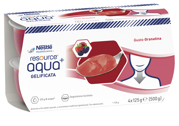 RESOURCE AQUA+ GELIFICATA GUSTO GRANATINA 4 VASETTI X 125 G - farmacia187.it