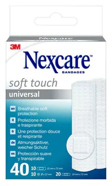 CEROTTO PREPARATO NEXCARE SOFT TOUCH UNIVERSAL 3 MISURE 20 CEROTTI 19X72MM + 10 CEROTTI 25X72MM + 10 CEROTTI TONDI 22,5 MM - farmacia187.it