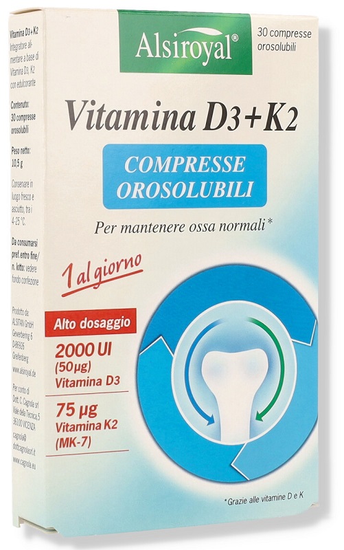 ALSIROYAL VITAMINA D3+K2 30 COMPRESSE OROSOLUBILI - farmacia187.it