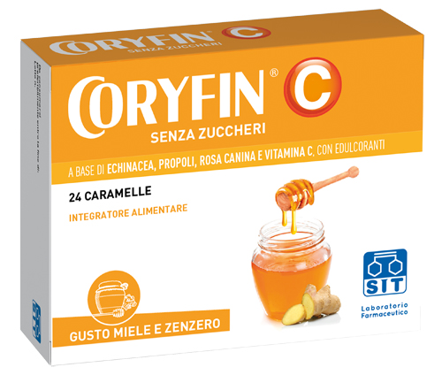 CORYFIN C SENZA ZUCCHERO MIELE ZENZERO 24 CARAMELLE - farmacia187.it