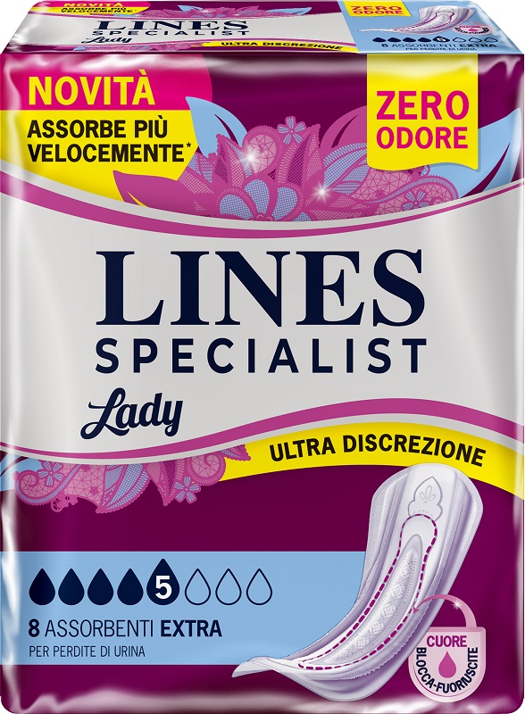ASSORBENTI PER INCONTINENZA LINES SPECIALIST LADY 8 EXTRA 8 PEZZI - farmacia187.it