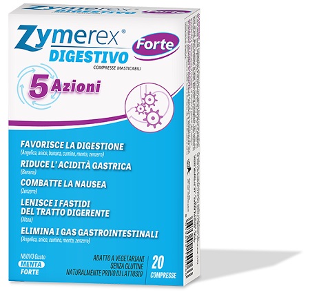 ZYMEREX DIGESTIVO FORTE 5 AZIONI 20 COMPRESSE MASTICABILI - farmacia187.it
