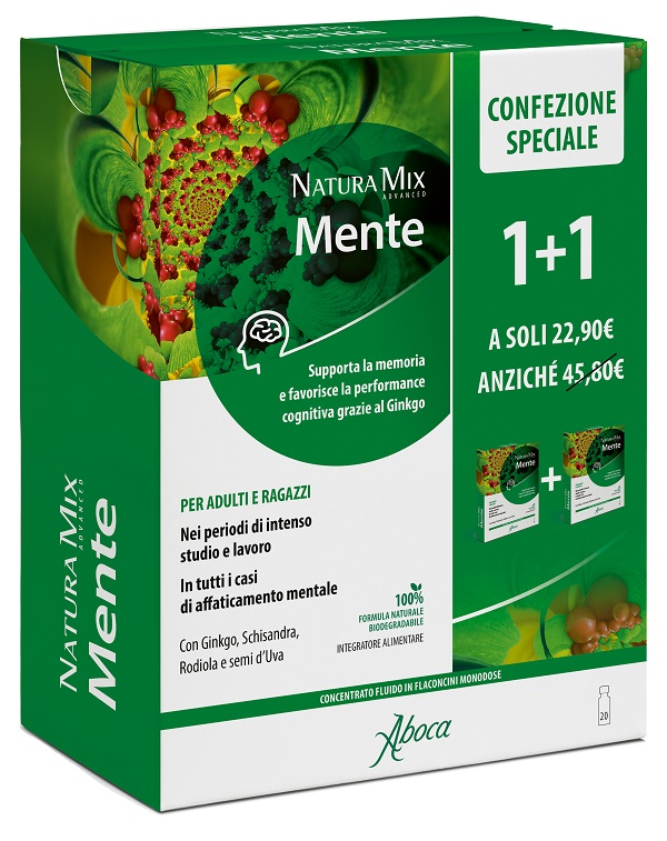NATURA MIX ADVANCED MENTE 10 FLACONCINI + 10 FLACONCINI 300 ML CONFEZIONE SPECIALE - farmacia187.it