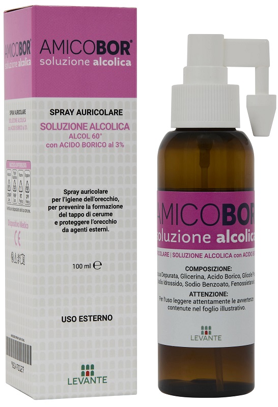 SOLUZIONE ALCOLICA PER IRRIGAZIONE DELL'ORECCHIO AMICOBOR 100 ML - farmacia187.it