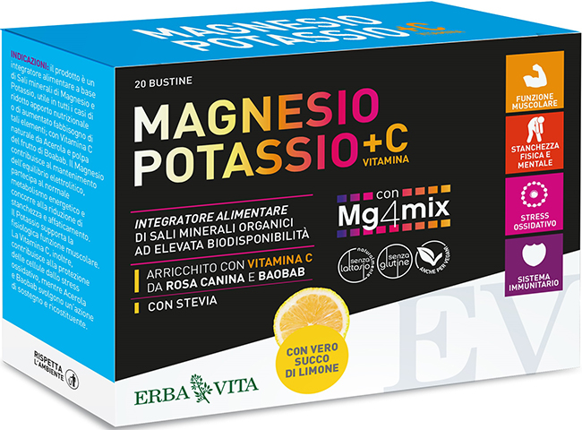 MAGNESIO POTASSIO +C VITAMINA GUSTO LIMONE 20 BUSTINE DA 3,8 G - farmacia187.it