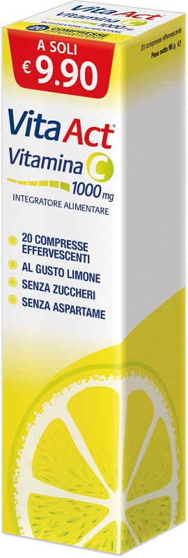 VITA ACT VITAMINA C 1000MG 20 COMPRESSE EFFERVESCENTI LIMONE - farmacia187.it