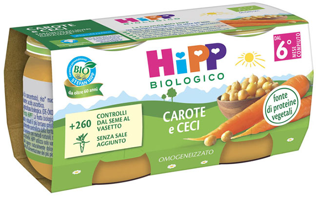 HIPP BIO OMOGENEIZZATO CAROTE/CECI 2X80 G - farmacia187.it