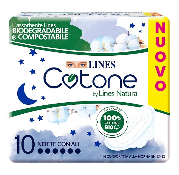 LINES COTONE BIO ULTRA NOTTE 10 PEZZI - farmacia187.it
