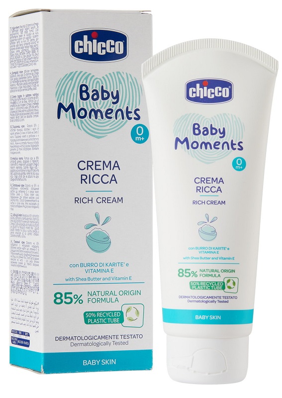 CHICCO BABY MOMENTS CREMA RICCA CON BURRO DI KARITE' E VITAMINA E 100 ML - farmacia187.it