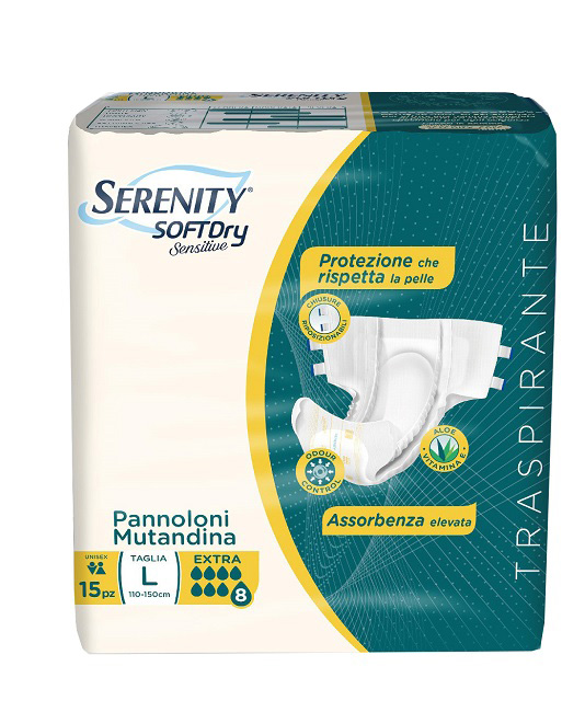 PANNOLONE MUTANDINA SERENITY SD SENSITIVE EXTRA L 15 PEZZI - farmacia187.it