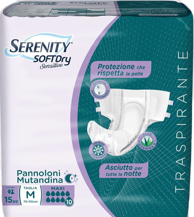 PANNOLONE MUTANDINA SERENITY SD SENSITIVE MAXI M 15 PEZZI - farmacia187.it