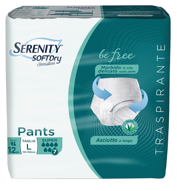 SERENITY PANTS SD SENSITIVE BE FREE SUPER L 12 PEZZI - farmacia187.it