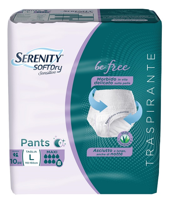SERENITY PANTS SD SENSITIVE BE FREE MAXI L 10 PEZZI - farmacia187.it