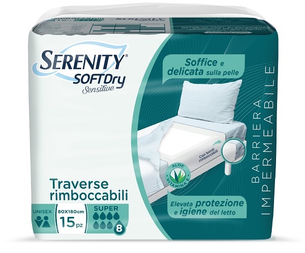 SERENITY TRAVERSA SD SENSIIVE SUPER 80X180 CM 15 PEZZI - farmacia187.it