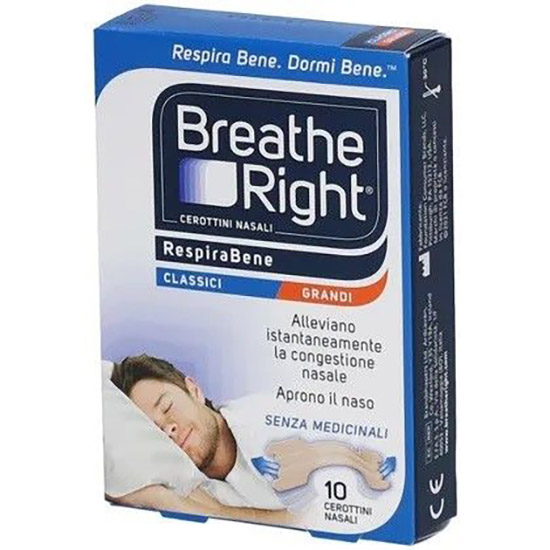CEROTTI NASALI BREATHE RIGHT CLASSICI GRANDI 10 PEZZI - farmacia187.it
