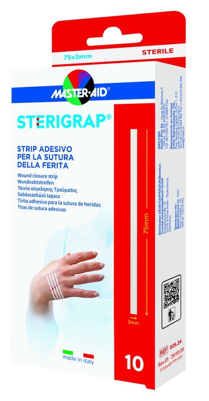 MASTER-AID STERIGRAP STRIP ADESIVO SUTURA FERITE 75X3 MM 10 PEZZI - farmacia187.it