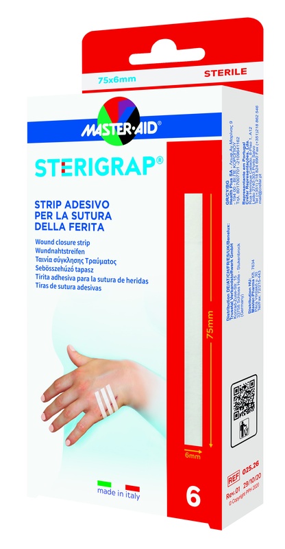 MASTER-AID STERIGRAP STRIP ADESIVO SUTURA FERITE 75X6 MM 6 PEZZI - farmacia187.it