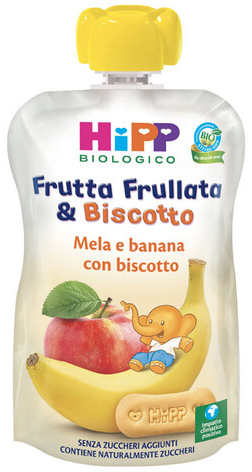 HIPP BIO FRUTTA FRULLATA&BISCOTTO MELA BANANA BISCOTTO 90 G - farmacia187.it