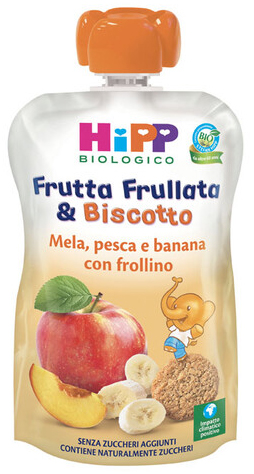 HIPP BIO FRUTTA FRULLATA &BISCOTTO MELA PESCA BANANA FROLLINO 90 G - farmacia187.it