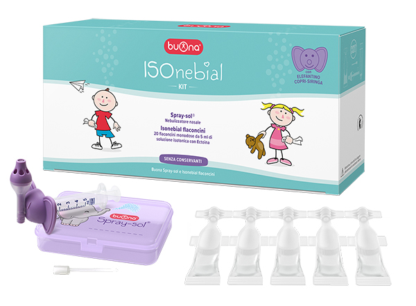 ISONEBIAL KIT PULIZIA CAVITA' NASALI 20 FLACONCINI MONODOSE 5 ML + SIRINGA LUER LOCK SOFT-JECK + AGO CANNULA + NEBULIZZATORE SPRAY - farmacia187.it