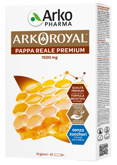 ARKOROYAL PAPPA REALE 1500MG SENZA ZUCCHERO 10 FLACONCINI DA 15 ML - farmacia187.it