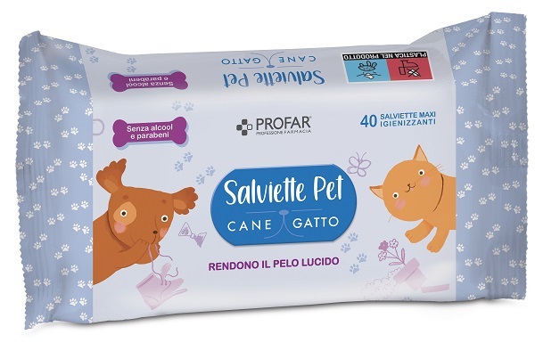 PROFAR SALVIETTE PET DETERGENTE TALCO 40 PEZZI MAXI - farmacia187.it